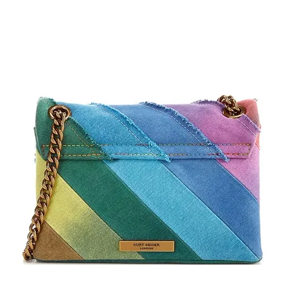 Kurt Geiger London Mini Rainbow Denim Kensington Crossbody Bag - Picture 2 of 8
